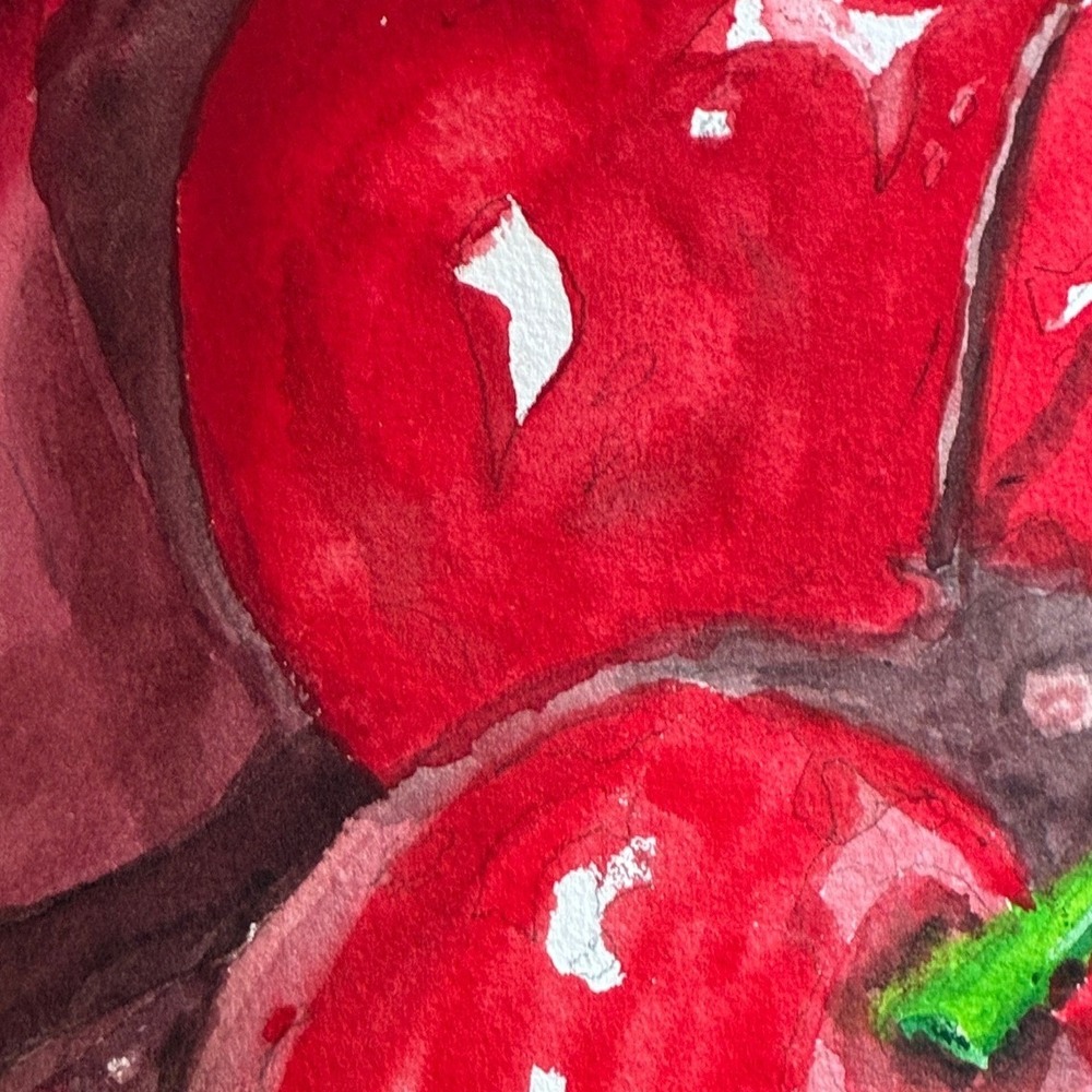Warren C. Plauche Signed Original Cherry Watercolor Painting Still Life 11x15 - Picture 4 of 11
